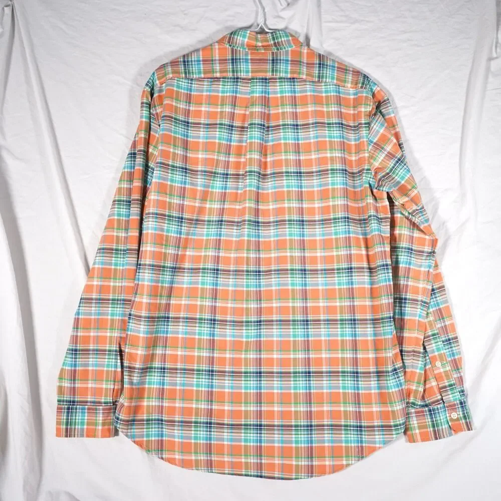 Polo Ralph Lauren Madras Plaid Button Up Shirt Orange Men's Large